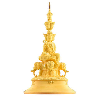 绒沙金十方普贤菩萨四面佛像纯铜家居佛堂佛具摆件峨眉山道场同款