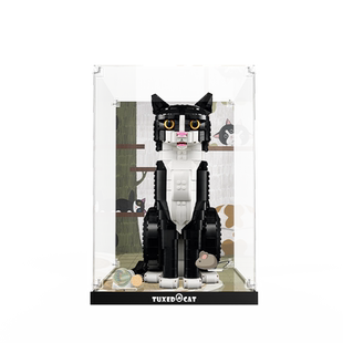 乐一百适用于乐高21349燕尾服猫展示盒亚克力积木模型防尘收纳罩