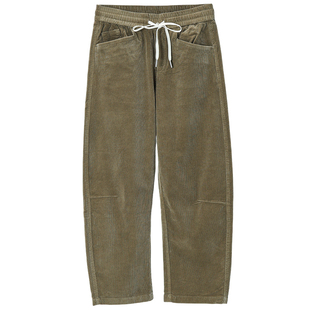 美拉德灯芯绒直筒秋冬休闲裤男款2025新款宽松直筒细条绒工装裤子