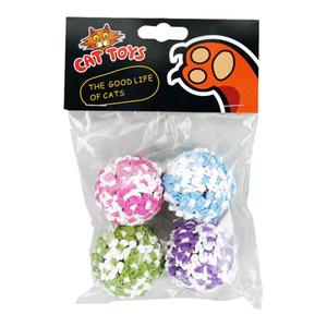 理想国 田田猫猫玩具套装玩具4CM结绳小球猫玩具球形猫玩具4个装