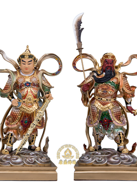 黄铜伽蓝韦陀护法神像客厅摆件