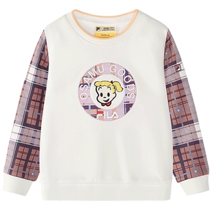 FILA KIDSx原田治联名系列斐乐儿童套头卫衣2024冬新款女小童上衣