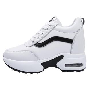 2026新款韩版真皮内增高厚底坡跟休闲百搭松糕小皮鞋运动小白鞋女