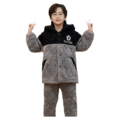 加厚珊瑚绒冬季加绒儿童睡衣男