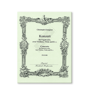 格劳普纳 协奏曲 巴松管两支小提琴中提琴低音通奏 霍夫曼斯特原版乐谱书 Graupner Concerto Bassoon 2Violins Viola B C FH8108