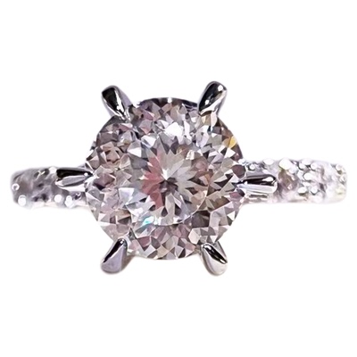 S925纯银爆闪六爪皇冠高碳钻戒指