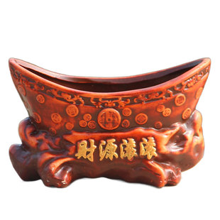 元宝造型陶瓷花盆发财树多肉植物盆栽个性创意复古红陶土透气花盆