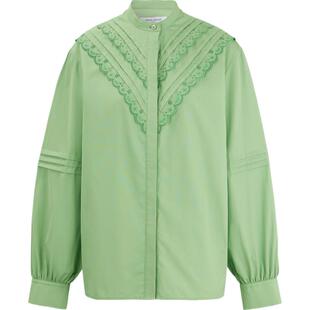 【折扣】Maison Kitsuné女士刺绣褶裥棉质平纹布衬衫