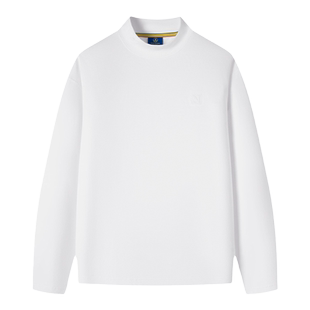 [纯棉]NAVIGARE意大利小帆船白色休闲卫衣男秋半高领打底衫上衣