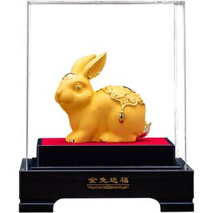 兔年2023吉祥物绒沙金兔子摆件客厅桌面装饰品新年创意活动小礼物