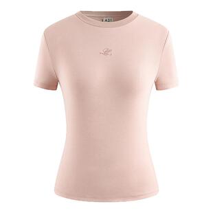 A21女装胭脂红修身显瘦圆领T恤简约休闲纯色短袖上衣性感气质