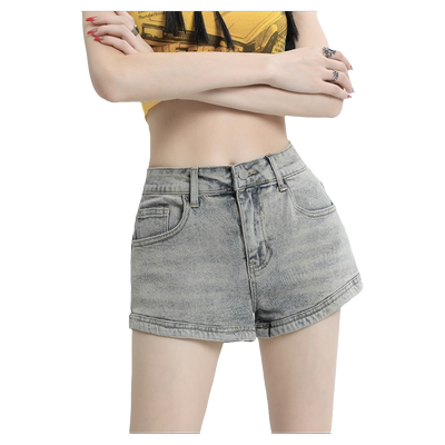 KRO牛仔短裤复古辣妹高腰