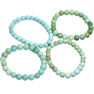 原矿天然绿松石 手链手串 高瓷原石无优化圆珠文玩饰品男女款保真