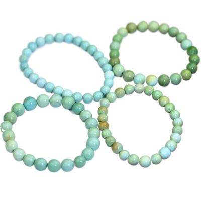 原矿天然绿松石 手链手串 高瓷原石无优化圆珠文玩饰品男女款保真