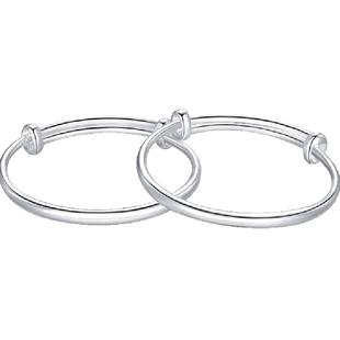 梦金园足银宝宝银手镯新生儿童小孩手环银镯婴儿宝宝满月周岁礼物