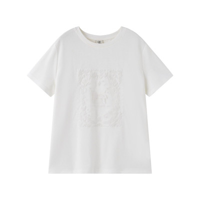 Vena Label 26SS 欧根纱刺绣短袖T恤设计感百搭白色上衣