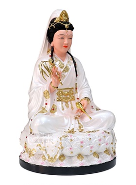 妙善观音像树脂铜彩观音佛像