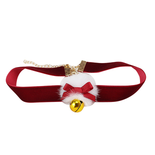 金色圣诞节铃铛性感choker丝绒锁骨链冬酒红项链项圈礼物颈链可爱