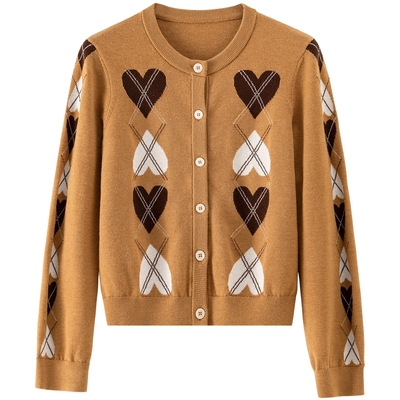 【管乐同款】BANANA BABY2025年冬新款复古学院风提花针织开衫女