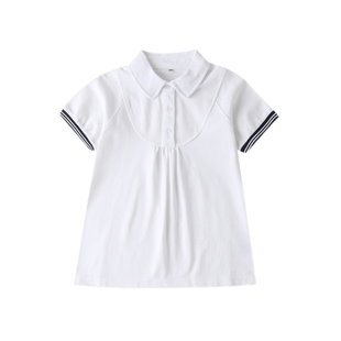 中小学生校服英伦风女童夏季白色蝴蝶结短袖T恤 学院polo衫10T222