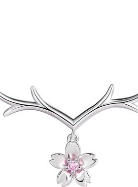 海盗船银饰鹿角银项链女小众设计