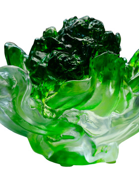 琉璃工艺品水晶百财招来白菜摆件