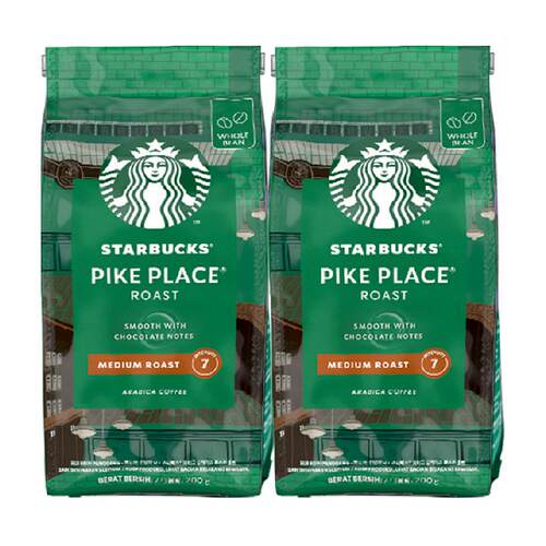 星巴克门店同款中度烘焙Pike Place派克市场现磨咖啡豆200g*2袋