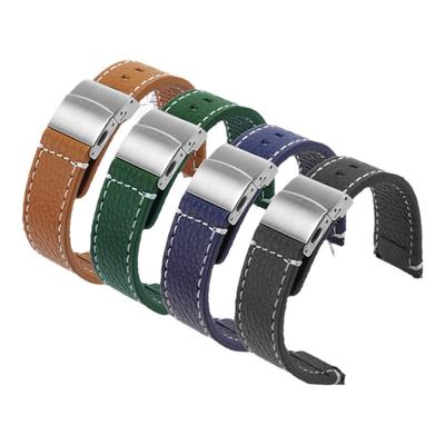 适用天梭华为GT精工欧米茄西铁城美度荔枝纹牛皮手表带18/20/22mm