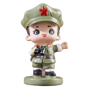 红军公仔摆件车载退伍军人红色革命文化纪念品送战友礼物车装饰品