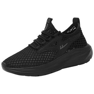 回力夏季女鞋透气运动网面薄款镂空黑色健身房专用跑步鞋情侣网鞋