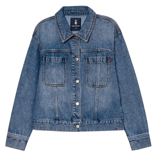 【天然全棉】暇步士女装秋季复古短款牛仔外套宽松耐穿上衣女