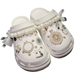 适配卡骆驰洞洞鞋diy配饰鞋扣配件装饰链条cross拖鞋鞋花水钻铆钉