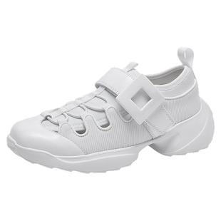 夏季新款RV女鞋方扣单鞋针织网面魔术贴小白鞋休闲单鞋透气运动鞋