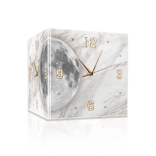 2026新款客厅拐角双面发光创意时钟壁灯月球阳角挂钟免打孔转角钟