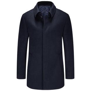 鼎铜羊毛羽绒服男冬季短款商务修身中老年父亲毛呢新鸭绒加厚外套