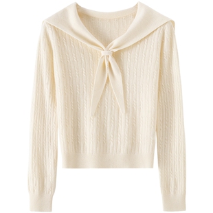 【100%绵羊毛】BANANA BABY2025年冬新款商场同款海军领针织衫女