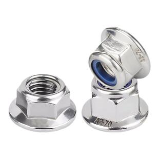 304不锈钢六角法兰金属锁紧螺母原GB6187镀锌6183防松法兰尼龙