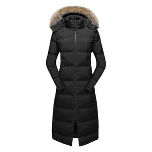 加拿大诺思山女长款90%鹅绒羽绒服保暖通勤无线直充一体织8320