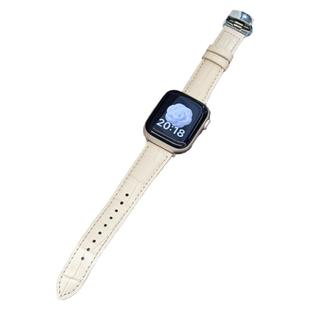 QALUO秋冬新款大竹节美洲鳄鱼皮表带适用apple watchS11/S10表带iwatch9苹果手表se/8/7/6/5代41/45mm女高级