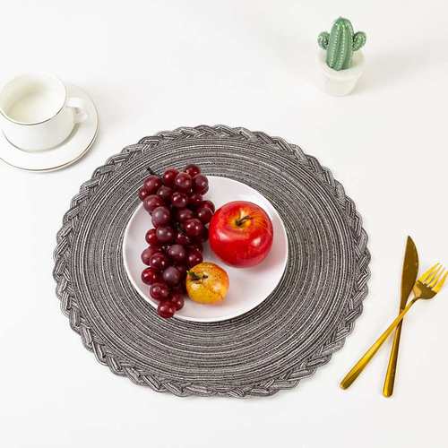 ins环保纱线花边西餐垫餐桌大杯圆形1565防烫pp垫垫碗锅垫隔热号