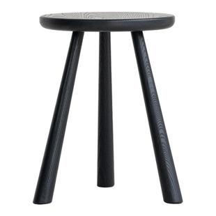 叁几 一盏矮凳 侘寂风黑色实木凳子圆凳白蜡木家用小板凳客厅实用