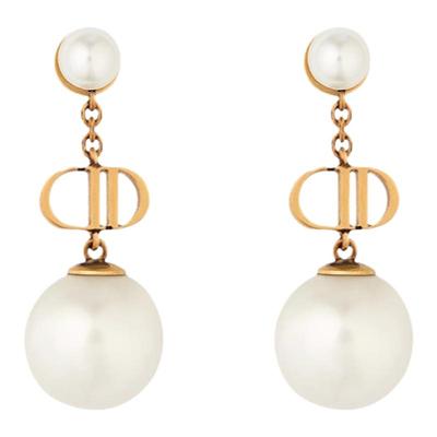 2025年新款爆款CD字母珍珠链条流苏耳环复古做旧耳钉轻奢高级耳坠