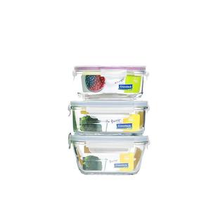韩国Glasslock玻璃保鲜盒 微波炉耐热饭盒密封碗 保温包便携套装