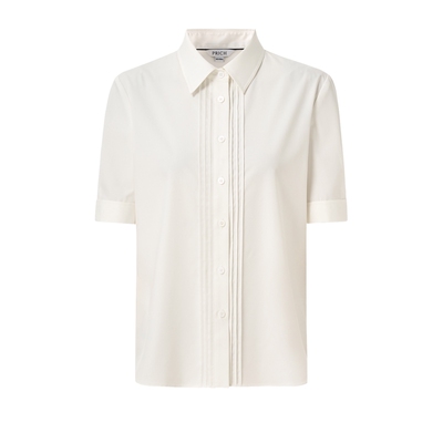 PRICH简约干练翻领塔克褶前襟短袖衬衫2026夏季新款通勤上衣女
