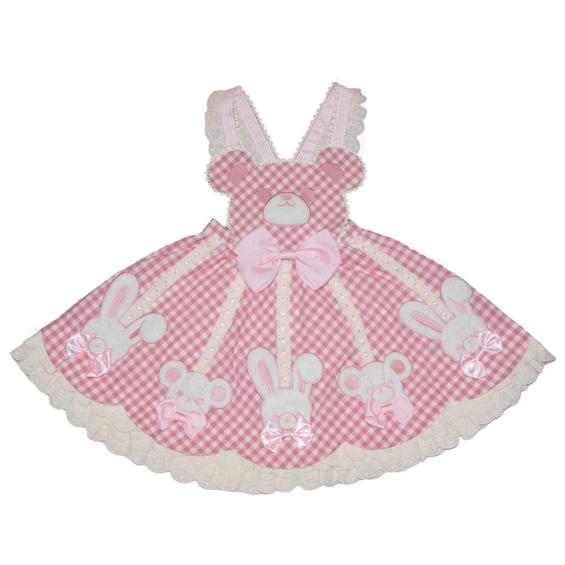 冶田团治 粉色熊古力lolita 背带裙Lolita日常可爱lo裙