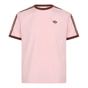 阿迪达斯三叶草男装2026春经典时尚三条纹纯棉运动短袖T恤 KG6321
