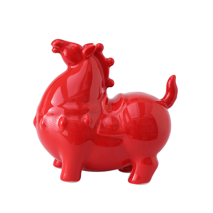 马上赚钱摆件陶瓷生肖马招财客厅酒柜高档玄关装饰品春节礼物开业