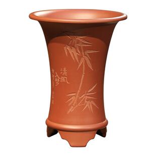 精品大红袍兰花盆栽专用紫砂透气陶瓷矮盆绿植客厅简约春兰建兰
