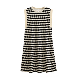 睡裙女士睡衣夏季纯棉无袖背心长款家居服夏款大码条纹休闲可外穿