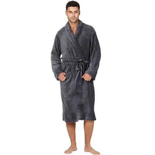 E 27028 Warm Men's Big Size Hooded Pocket Long Sleeve Robe